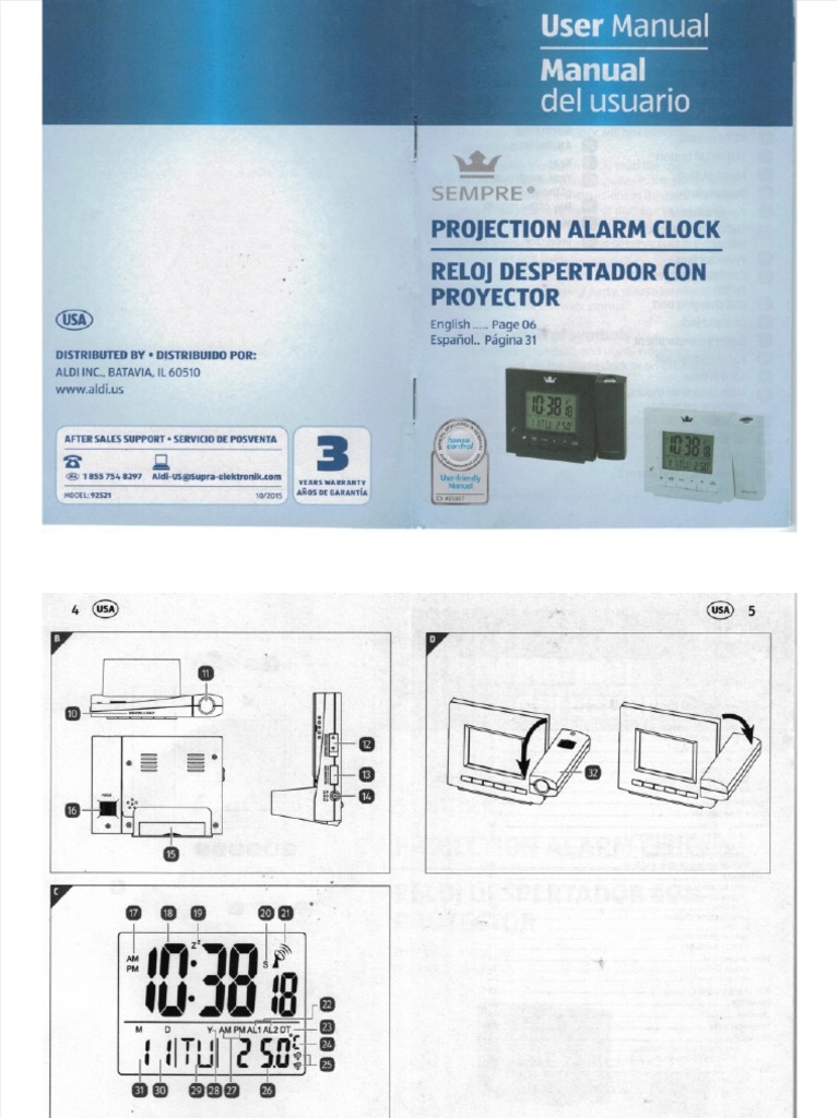 Fdocuments in Aldi Sempre Projection Alarm Clock Manual PDF