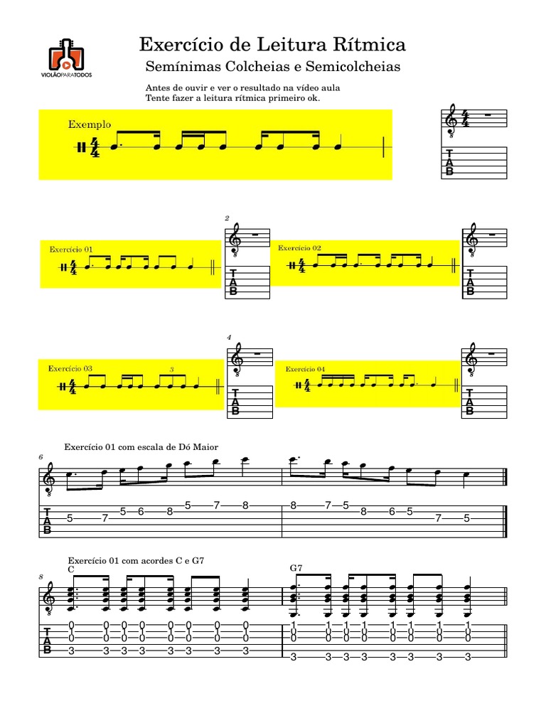 Exercício de Leitura Rítmica | PDF | Composições musicais | Teoria da ...