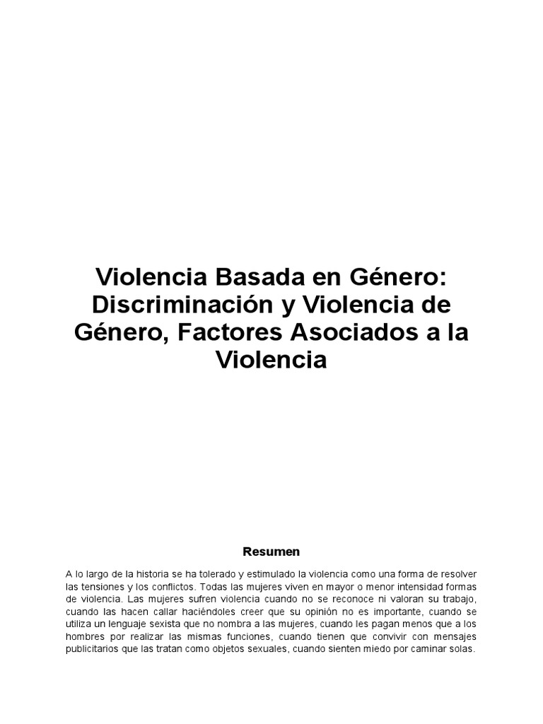 Violencia de Genero | PDF | Discriminación | La violencia contra las ...