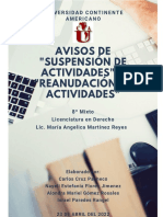 Avisos de Suspensión y Reanudación de Actividades