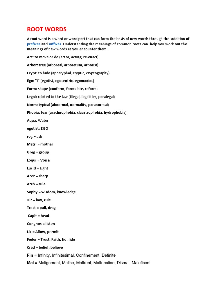 Root Word 14 Prefixes Suffixes ROOT WORDS Worksheets Free PDF At