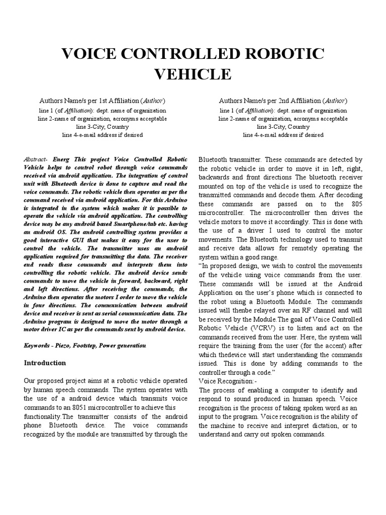 Voice Control Robot Paper Pdf Bluetooth Android Operating System