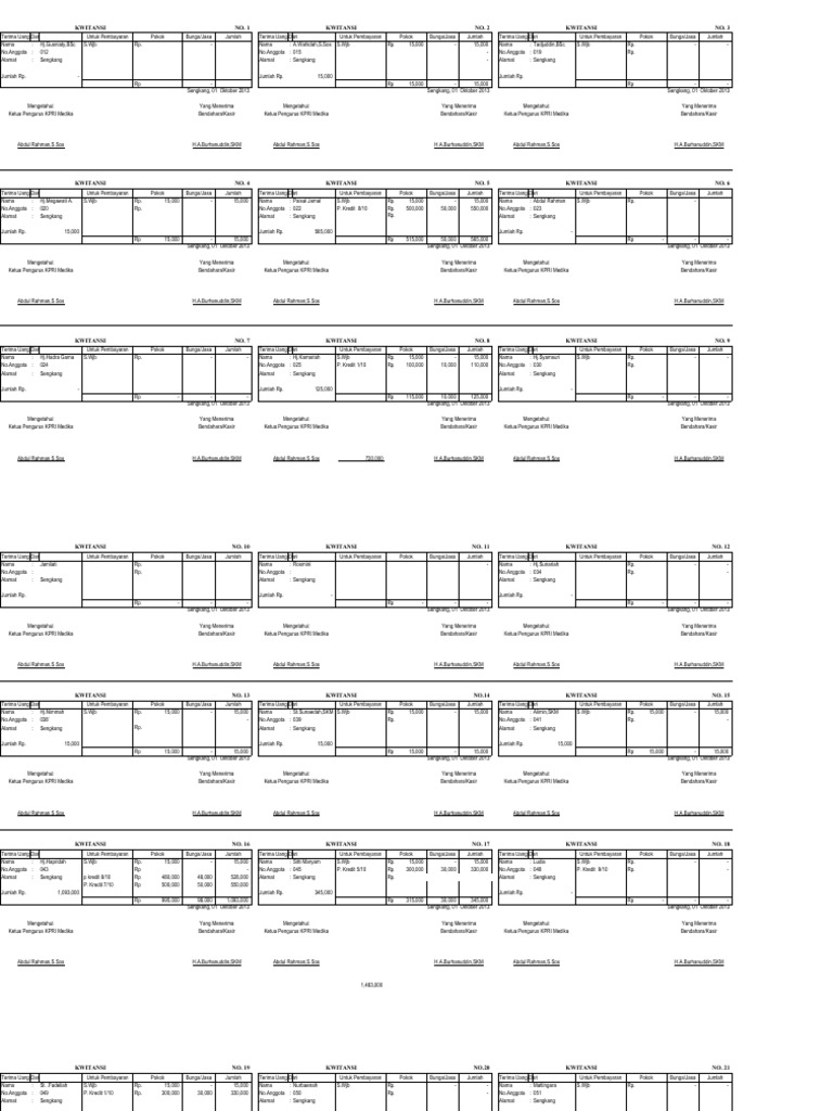 Kwitansi Kpri Medika Baru | PDF