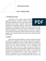 Position Paper Topic: Pro Homework