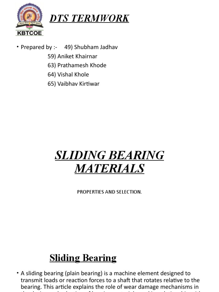 Dts Presentation (Sliding Bearing Materials) PDF Bearing