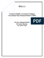 Sheet (1) : Transient Stability Assessment Technique Conventional Time Domain Method (CTDM)