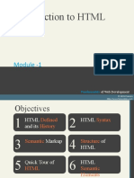 Introduction To HTML: Module - 1