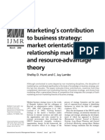 Marketing's Contribution To Business Strategy: Market Orientation, Relationship Marketing and Resource-Advantage Theory