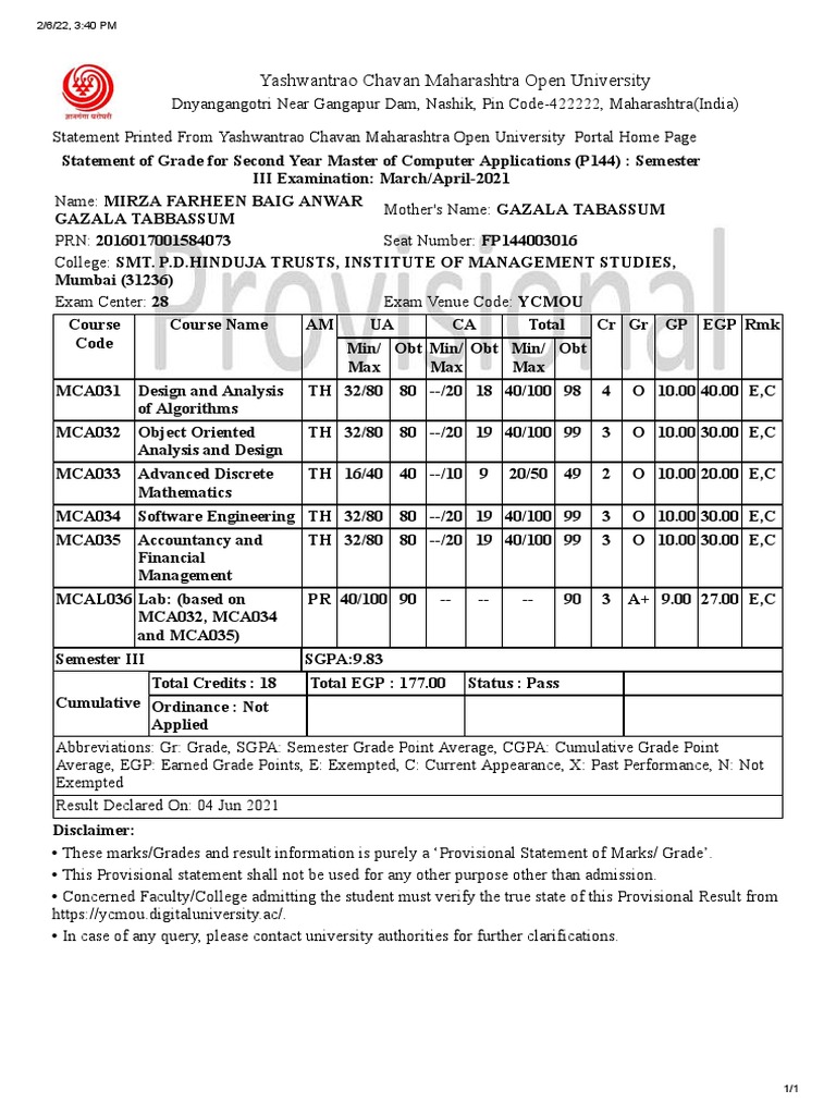 Yashwantrao Chavan Maharashtra Open University | PDF | Computing