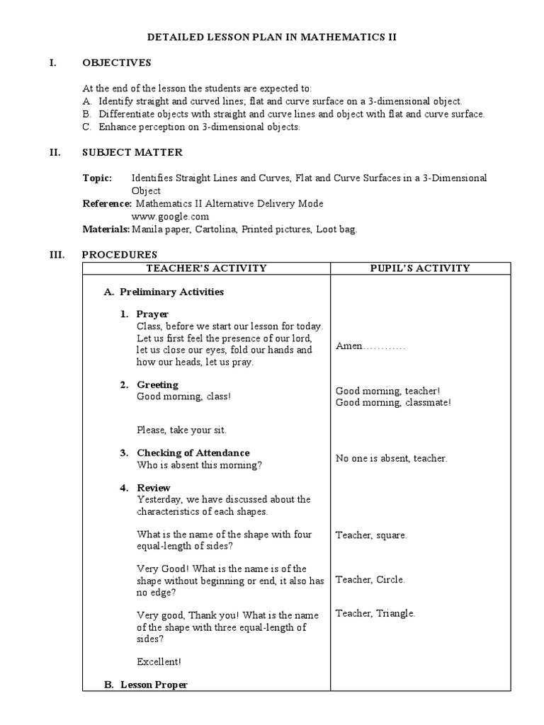 Grade 2 Lesson on Lines and Surfaces | PDF | Shape
