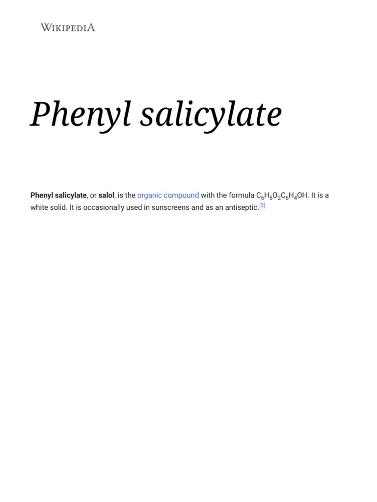 Overview of Phenyl Salicylate (Salol) | PDF | Materials | Chemical ...
