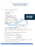 CLASS XII Matrices and Determinants Assignment