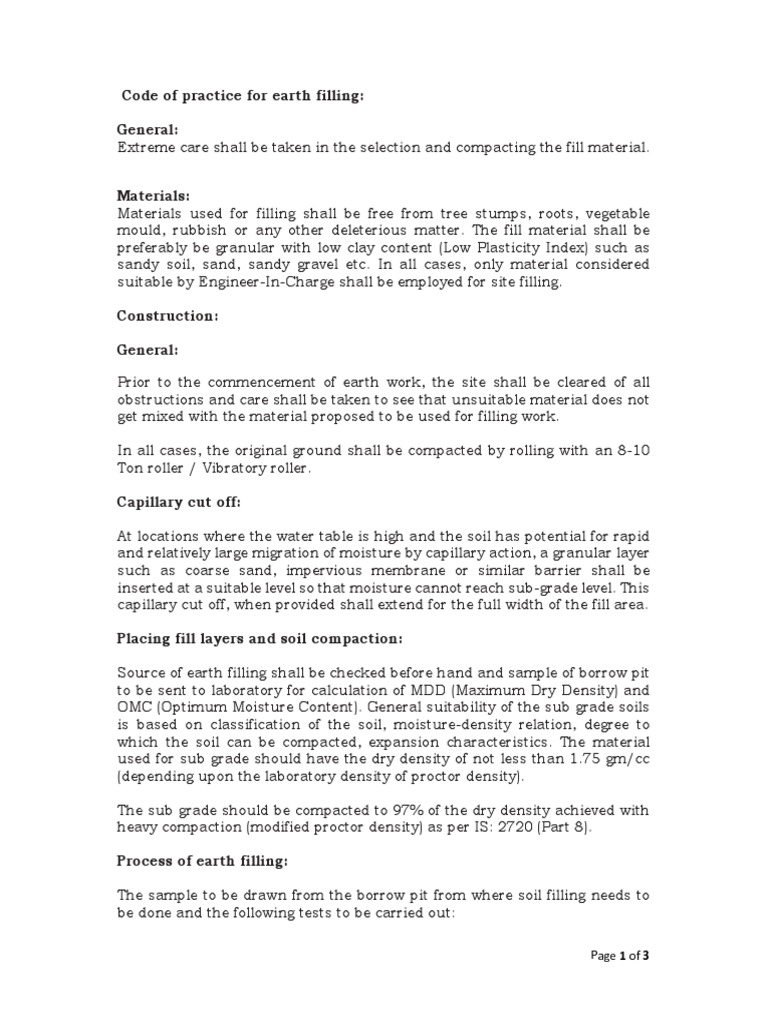 Earth Filling Guidelines for Construction | PDF | Soil | Earth Sciences