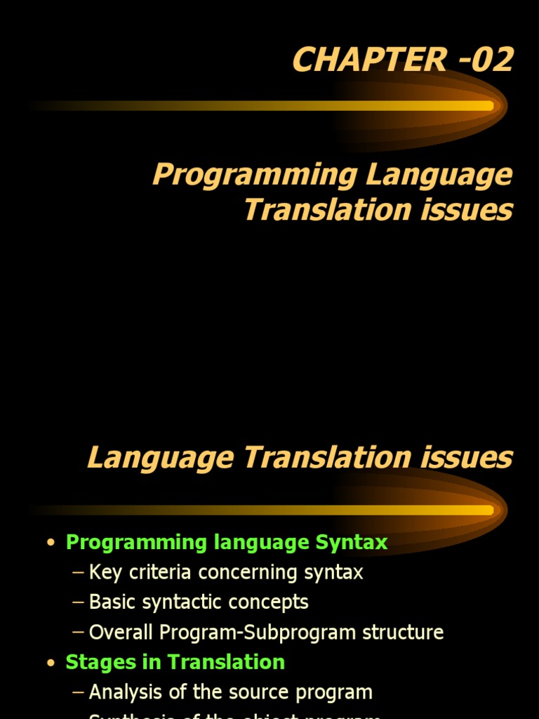 Programming Language Translation Issues: Chapter - 02 | PDF | Bracket ...