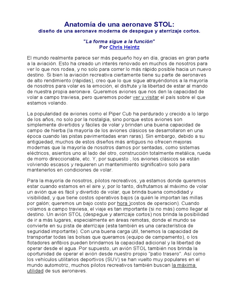 Anatomía de Aeronaves STOL | PDF | Avión | Tren de aterrizaje