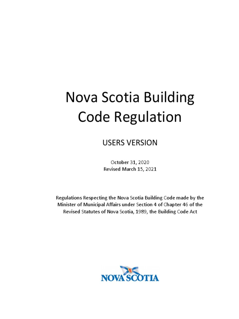 Nova Scotia Building Code Regulation USERS VERSION | PDF | Repeal ...