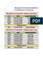 Direcciones de Los Programas de Culto de Los Días Domingos y Martes de Los Meses de Mayo y Junio Del 2022 - 105949