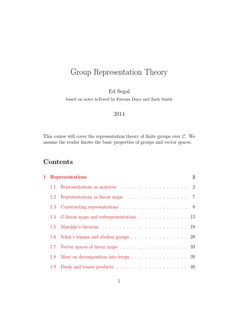 Finite Group Representation Theory | PDF | Group Representation ...