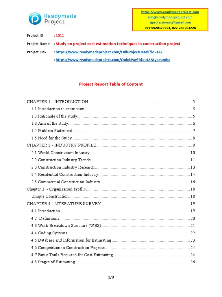 Study On Project Cost Estimation Techniques in Construction Project ...