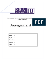 Assignment #: Faculty of Engineering, Sciences and Technology