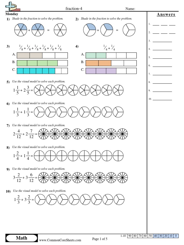 Fraction Problem Answer Key | PDF