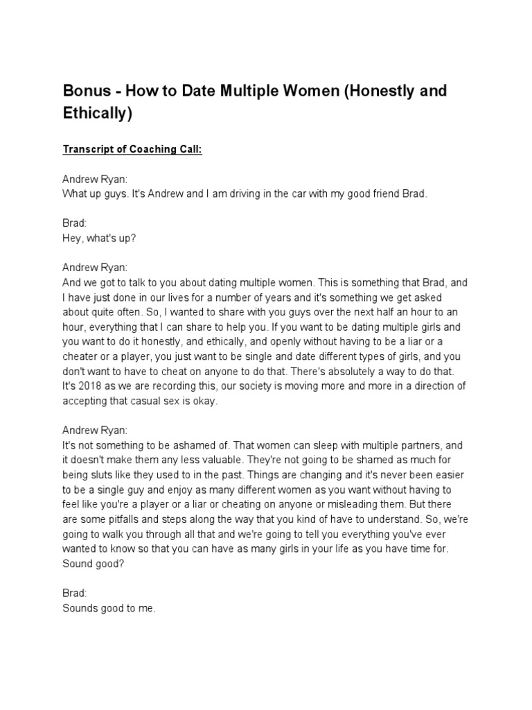 Bonus How To Date Multiple Women | PDF | Polyamory | Intimate Relationships