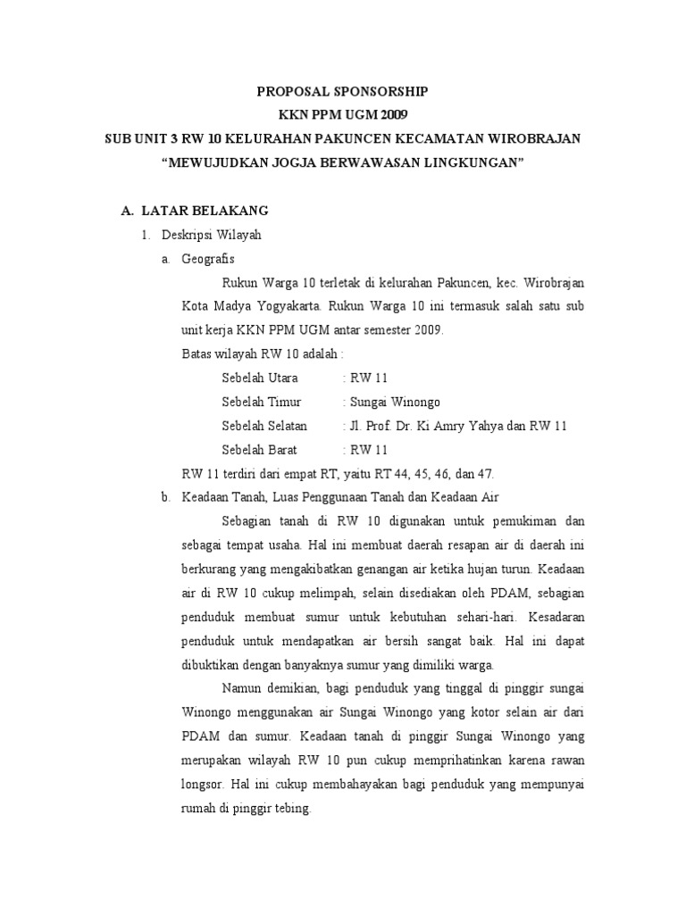 Proposal Sponsorship KKN UGM 2009 | PDF