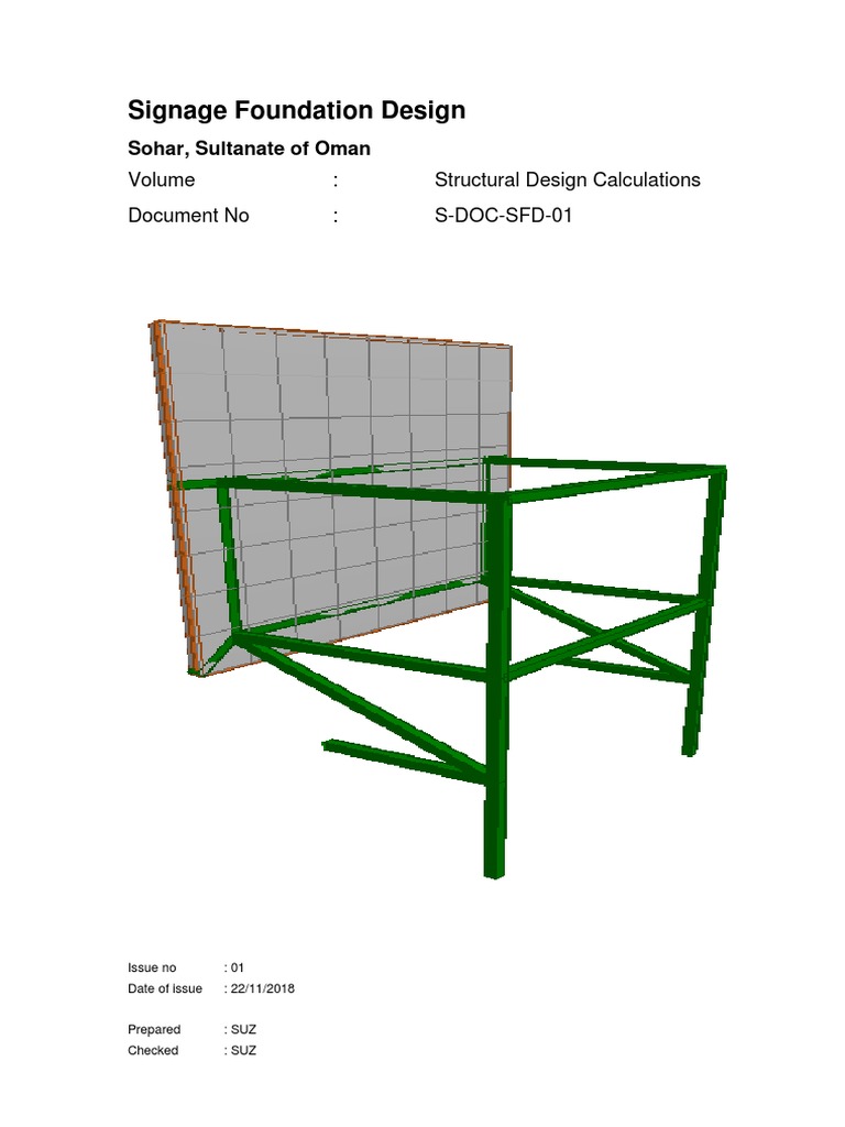 Signage Foundation Design Calculations | PDF | Structural Analysis ...