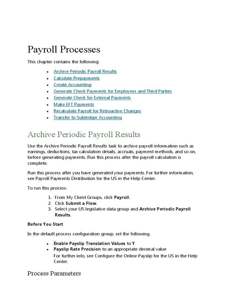 Payroll Processes: Archive Periodic Payroll Results | Download Free PDF ...