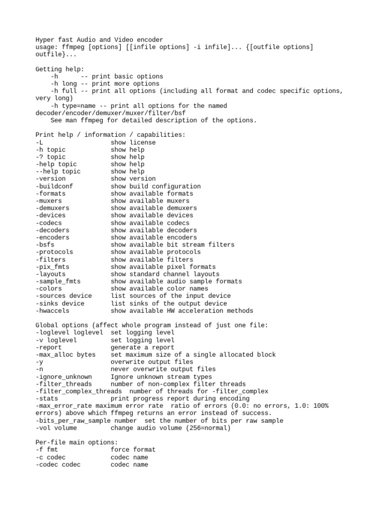 Ffmpeg Codec | Ffmpeg フォーマット一覧 – SYPVOZ