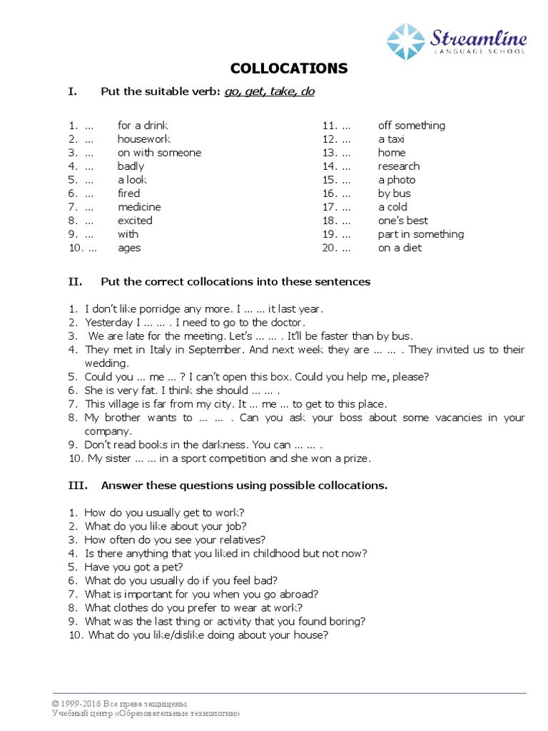  collocations exercises pdf