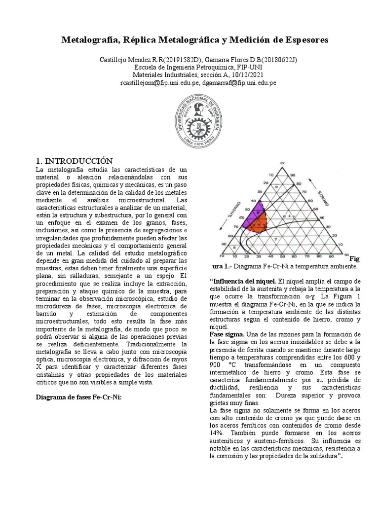 Metalografía: Análisis y Preparación de Muestras | PDF | Ultrasonido ...