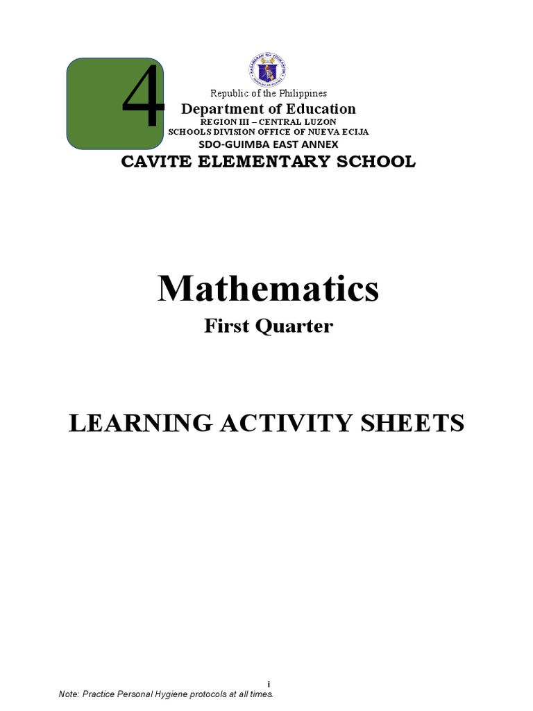 Grade 4 Math Learning Activity Sheets | PDF | Multiplication | Learning
