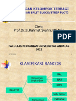 Rancangan Kelompok Terbagi: Oleh: Prof - Dr.Ir - Rahmat Syahni, MS, MSC