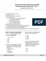 ISTSE Sample Question Paper For Class 9