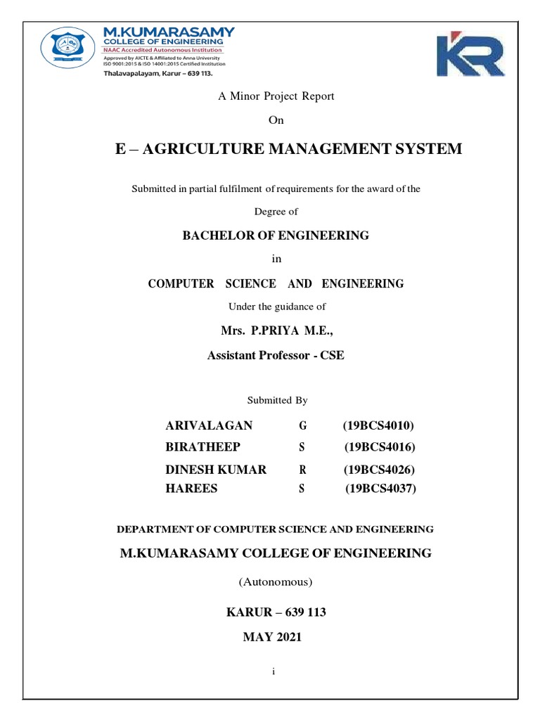 E-Agriculture Management System | PDF | Engineering | Science
