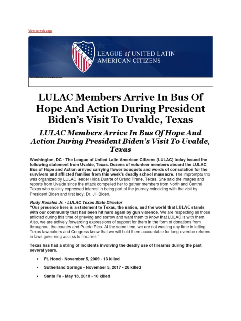 LULAC - LULAC Members Arrive in Bus of Hope and Action During President ...