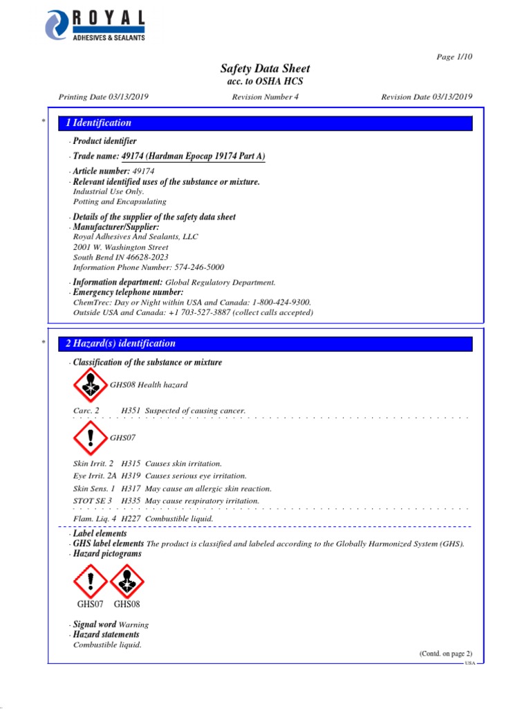 Ashford Formula 49174 Safety Data Sheet | PDF | Dangerous Goods