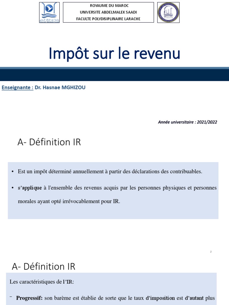 Barème de l'Impôt sur le Revenu au Maroc | PDF | Impôt sur le revenu ...