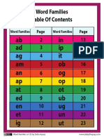 Word Families Table