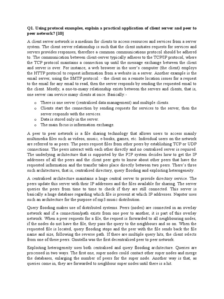 Client Server and p2p Network | PDF | Peer To Peer | Client–Server Model
