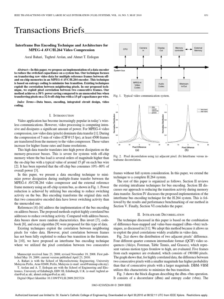 Inter Frame Bus Encoding | PDF | Field Programmable Gate Array | H.264 ...