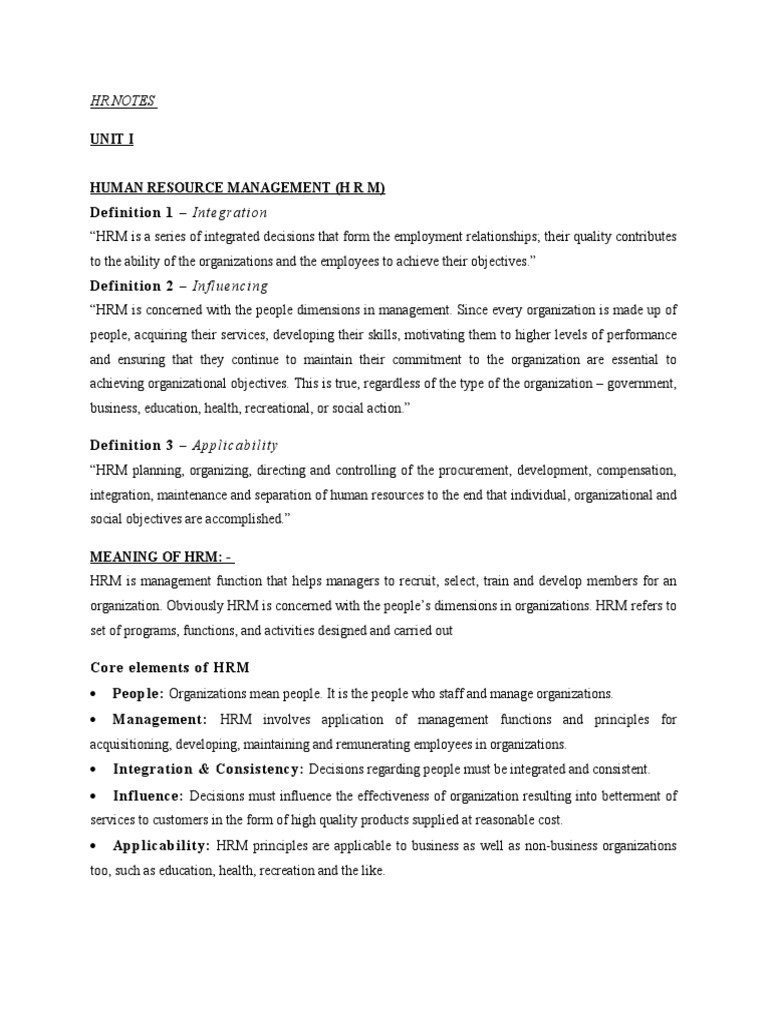 HR Notes Acc To Rtu PDF Human Resource Management Performance Appraisal