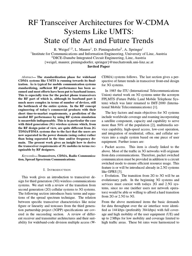 RF Transceiver Design for 3G Systems | PDF | 3 G | Cellular Network
