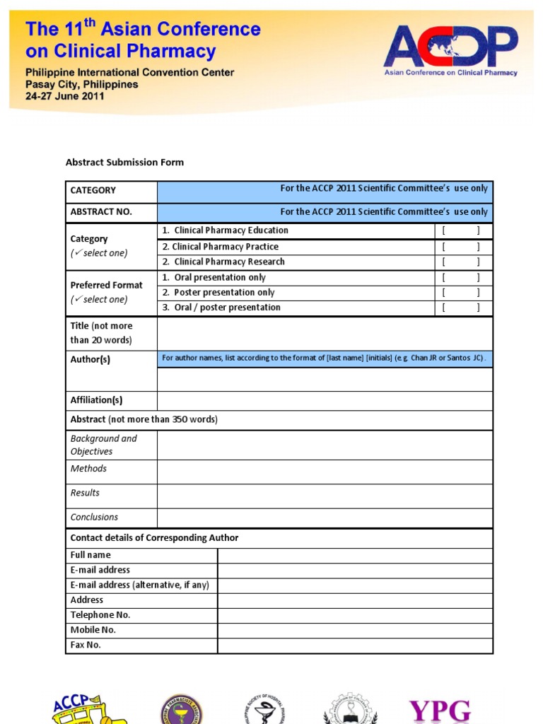 ACCP 2011 Abstract Submission Form | PDF