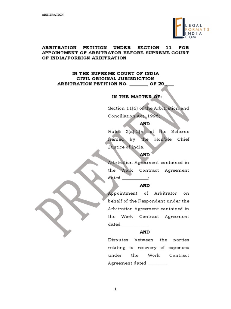 Section 11 Final Supreme Court Sample | PDF | Arbitration | Supreme ...