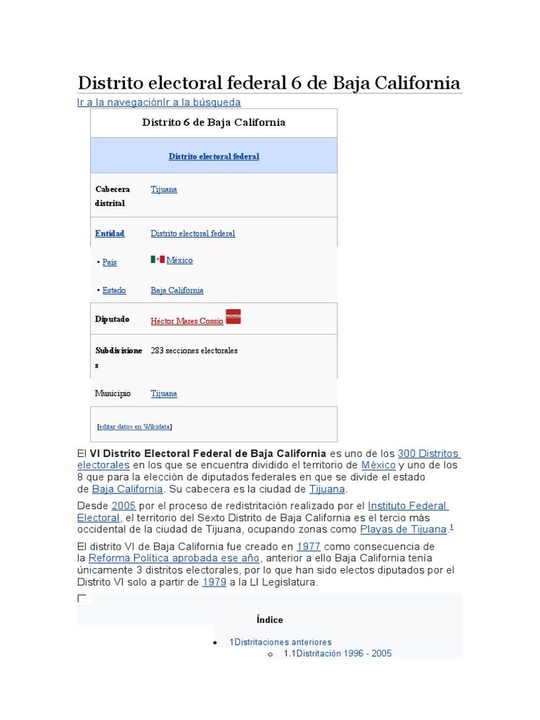 Distrito Electoral Federal 6 de Baja California PDF Wikipedia