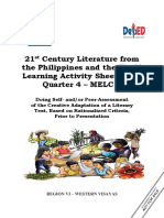 21 Century Literature From The Philippines and The World Learning Activity Sheet No. 5 Quarter 4 - MELC 4