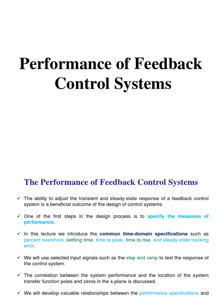 Lecture5 Performance of Feedback Control Systems PDF Damping