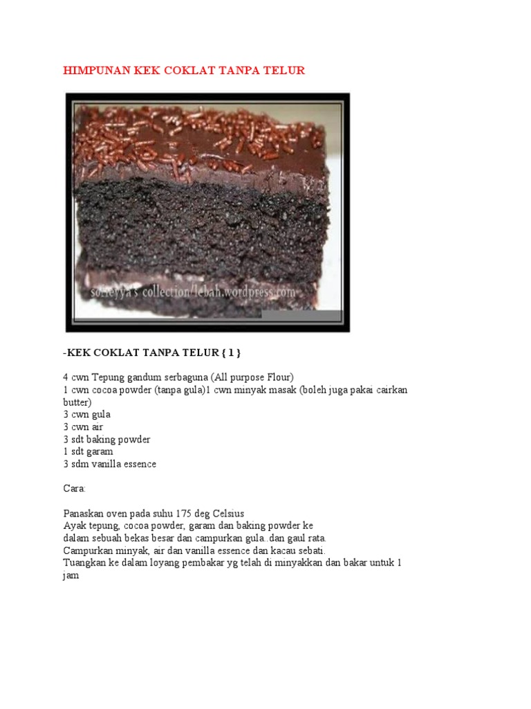 Himpunan Kek Coklat Tanpa Telur Pdf